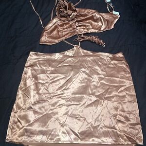 Fashion Nova Bronze Backless Dress